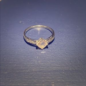 Morganite and diamond chip Ring